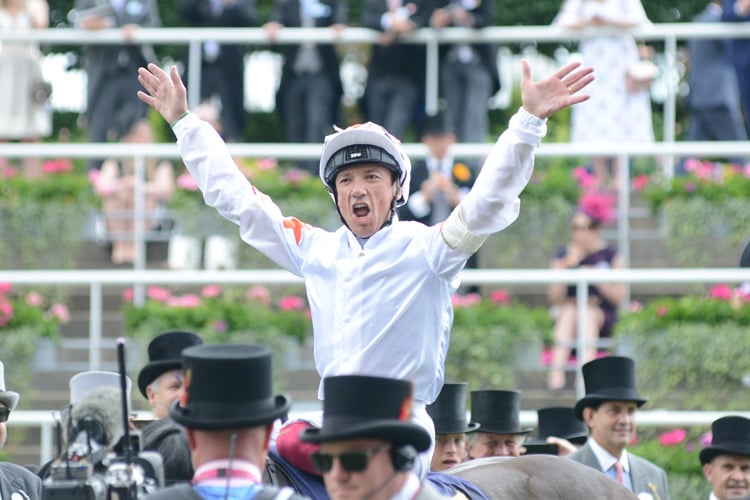 Frankie Dettori after winning the Commonwealth Cup on Advertise