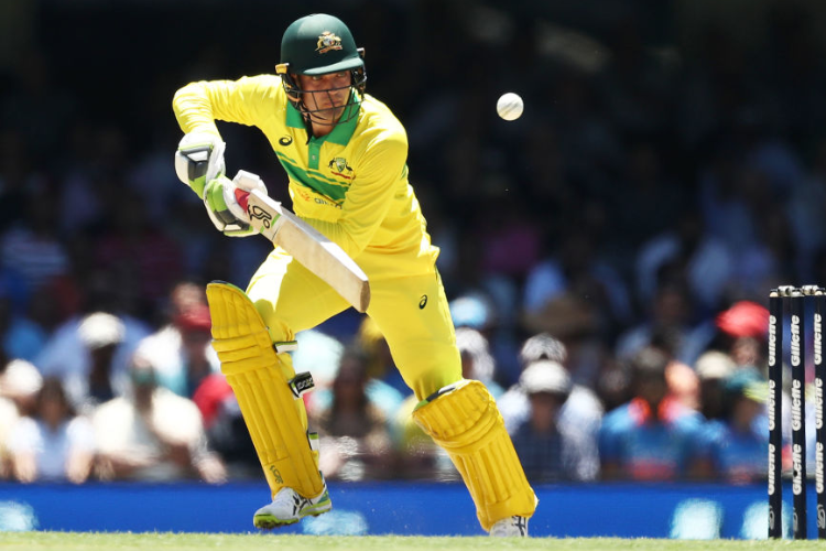 ALEX CAREY of Australia bats during the One Day International series between Australia and India at SCG in Sydney, Australia.