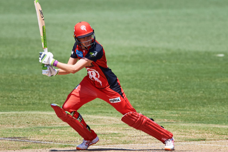 AMY SATTERTHWAITE of the Renegades bats during the Women's Big Bash League match between the Sydney Thunder and the Melbourne Renegades at Spotless Stadium in Sydney, Australia.