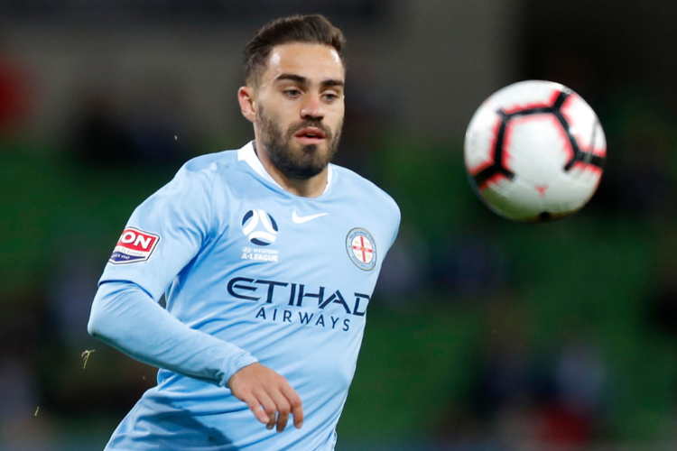 ANTHONY CACERES of Melbourne City in action between Melbourne City and the Newcastle Jets at AAMI Park in Melbourne, Australia.