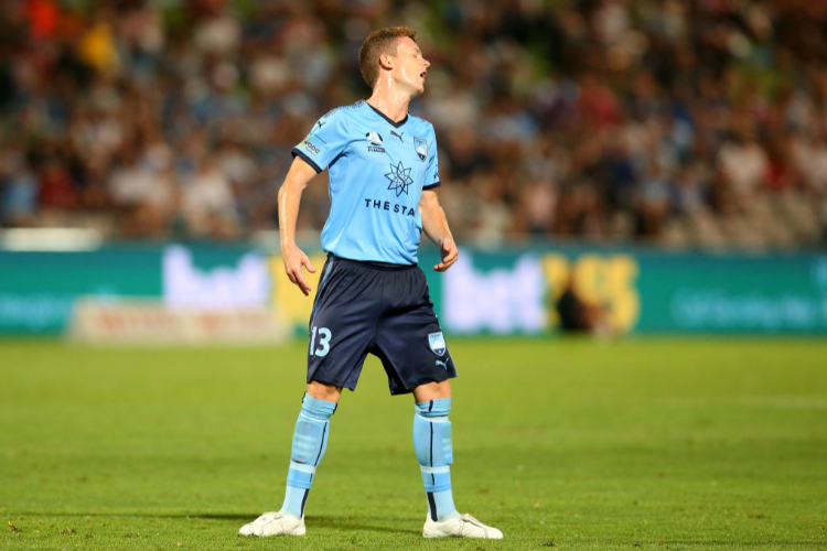 BRANDON O'NEILL of Sydney reacts during the round 10 A-League match between Sydney FC and the Brisbane Roar at WIN Jubilee Stadium in Sydney, Australia. BRANDON O'NEILL of Sydney reacts during the round 10 A-League match between Sydney FC and the Brisbane Roar at WIN Jubilee Stadium in Sydney, Australia.