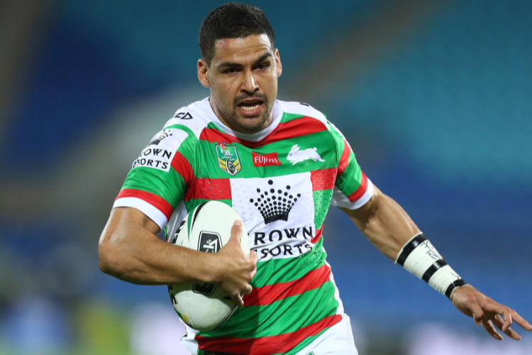 CODY WALKER of the Rabbitohs runs the ball during the NRL match between the Gold Coast Titans and the South Sydney Rabbitohs at Cbus Super Stadium in Gold Coast, Australia.