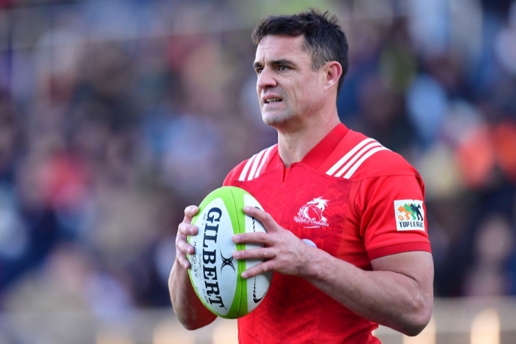 DAN CARTER of Kolebco Steelers is seen during the Top League tournament final between Kobelco Steelers and Suntory Sungoliath at Prince Chichibu Memorial Ground in Tokyo, Japan. DAN CARTER of Kolebco Steelers is seen during the Top League tournament final between Kobelco Steelers and Suntory Sungoliath at Prince Chichibu Memorial Ground in Tokyo, Japan.