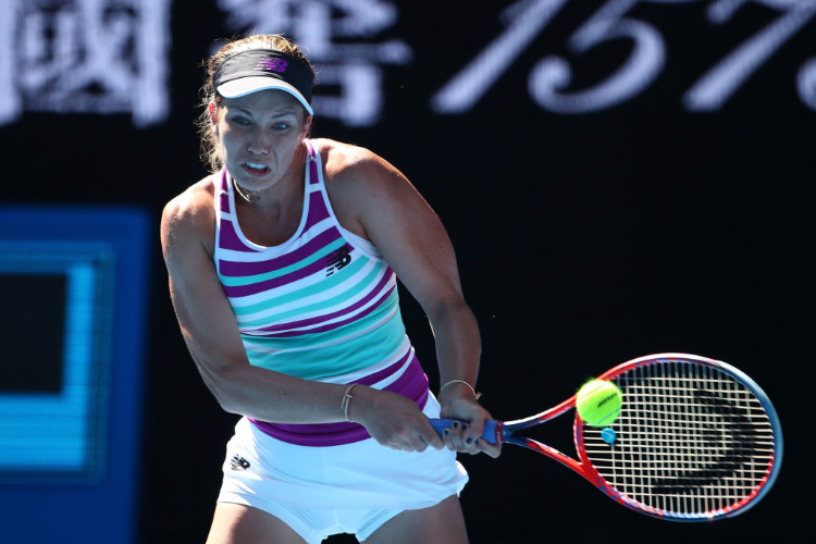 DANIELLE COLLINS of the United States plays during the Australian Open in Melbourne, Australia.