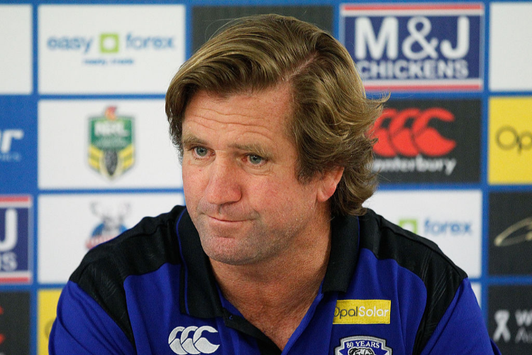 Bulldogs Coach, DES HASLER speaks to the media following the NRL match between the Canterbury Bulldogs and the Parramatta Eels at ANZ Stadium in Sydney, Australia.