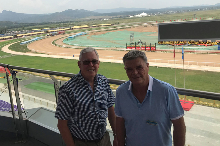 Des Friedrich (left) and Robbie Hewetson have been employed to help with the racing management of a state-of-the-art racecourse at Hohhot, the capital of Inner Mongolia.