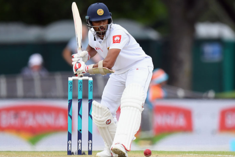 DINESH CHANDIMAL of Sri Lanka bats during the Second Test match in the series between New Zealand and Sri Lanka at Hagley Oval in Christchurch, New Zealand. DINESH CHANDIMAL of Sri Lanka bats during the Second Test match in the series between New Zealand and Sri Lanka at Hagley Oval in Christchurch, New Zealand.