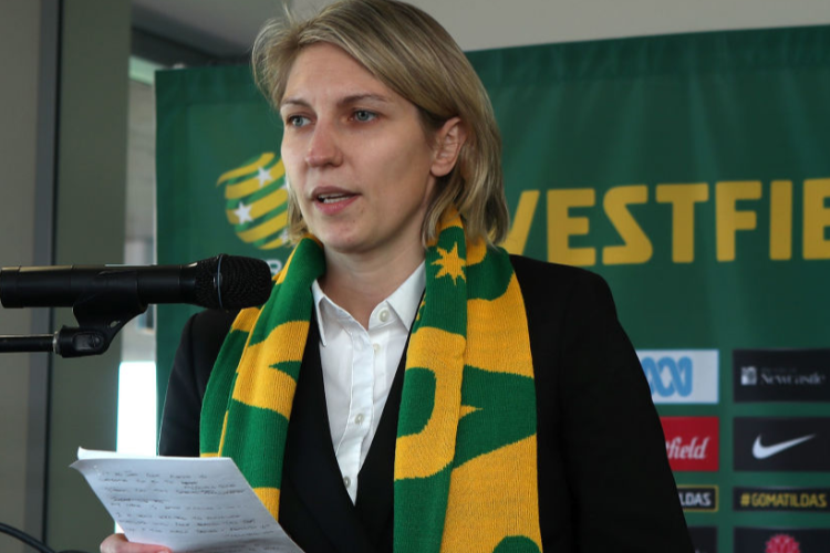 EMMA HIGHWOOD FFA head of womens football pictured at McDonald Jones stadium during the announcement of a two match International Friendly series against Brazil at Penrith Stadium in Sydney, Australia.