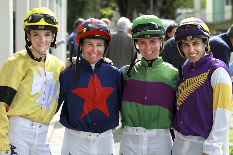Charlotte O'Beirne (left), Lisa Allpress, Rosie Myers, and Leah Hemi made it a clean sweep for female riders at Tauherenikau's meeting last week.