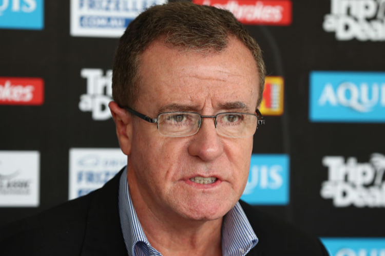 CEO GRAHAM ANNESLEY speaks to media during a Gold Coast Titans NRL training session in Gold Coast, Australia.