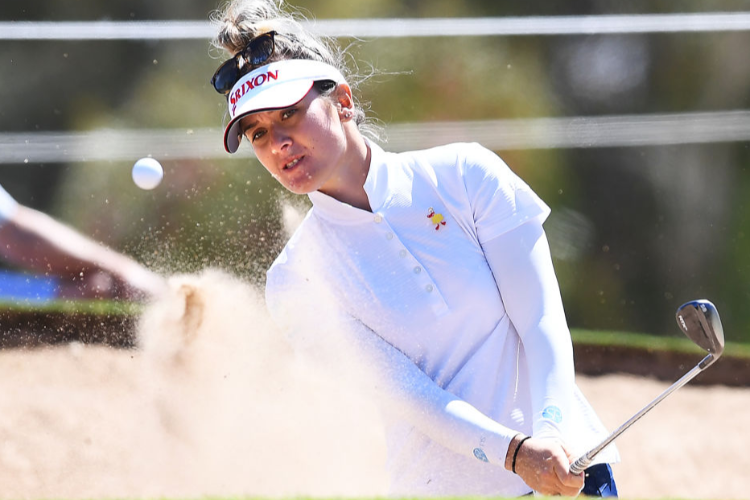 HANNAH GREEN of Australia hits out a bunker during the ISPS Handa Women's Australian Open at The Grange GC in Adelaide, Australia.