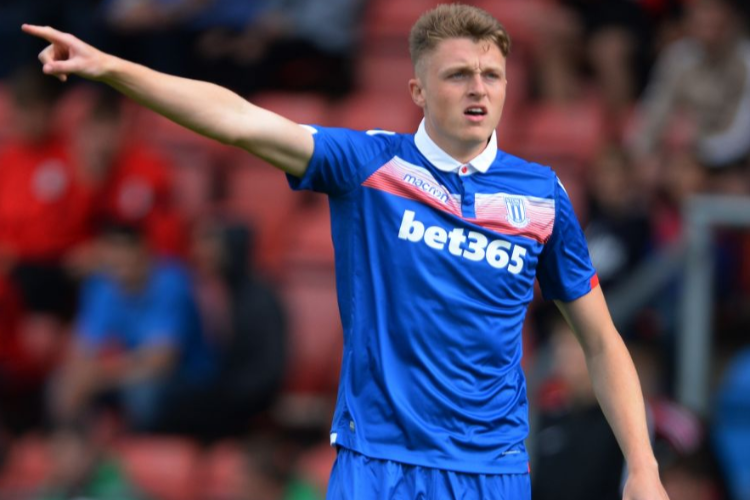 HARRY SOUTTAR of Stoke City looks on during the pre-season friendly match between Crewe Alexandra and Stoke City at The Alexandra Stadium in Crewe, England.