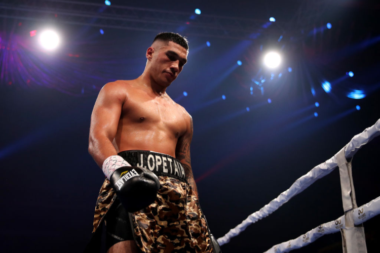 JAI OPETAIA walks to his corner during his undercard fight at The Star in Sydney, Australia.