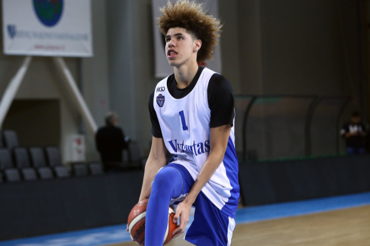 LAMELO BALL during his first training session with Lithuania Basketball team Vytautas Prienai in Prienai, Lithuania.