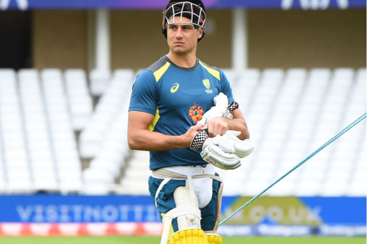 MARCUS STOINIS of Australia looks on during a Australia Nets Session at Trent Bridge in Nottingham, England.