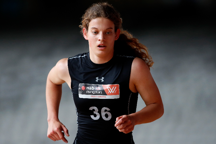 NINA MORRISON runs during the AFLW Draft Combine at Marvel Stadium in Melbourne, Australia. NINA MORRISON runs during the AFLW Draft Combine at Marvel Stadium in Melbourne, Australia.