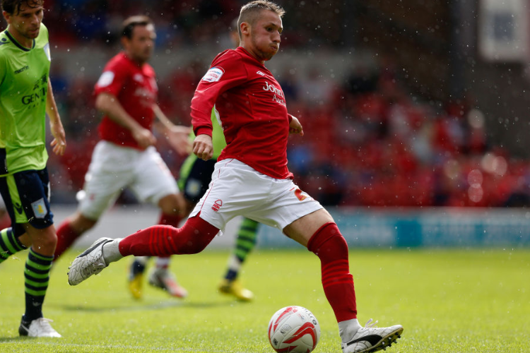 RADOSLAW MAJEWSKI (R) of Nottingham Forest in action during the pre-season friendly match between Nottingham Forest and Aston Villa at the City Ground oin Nottingham, England.