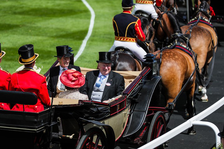 Sir Peter Vela enjoying the Royal Procession on the last day at Royal Ascot