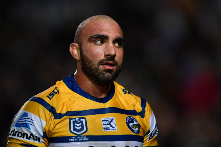 TIM MANNAH of the Eels looks on during the NRL match between the North Queensland Cowboys and the Parramatta Eels at 1300SMILES Stadium in Townsville, Australia.
