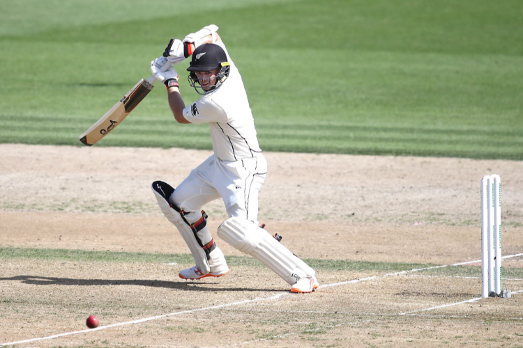 TOM LATHAM of New Zealand bats during the First Test match in the series between New Zealand and Bangladesh at Seddon Park in Hamilton, New Zealand.