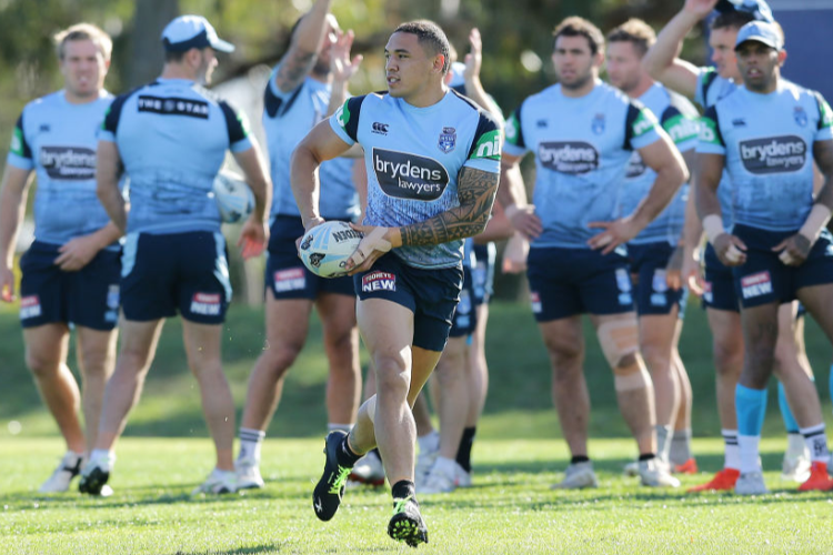 TTYSON FRIZELL of the Blues during a New South Wales Blues State of Origin training session at Hale School in Perth, Australia.
