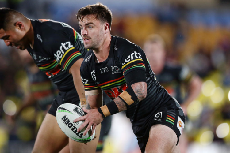 WAYDE EGAN of the Panthers runs the ball during the NRL match between the New Zealand Warriors and the Penrith Panthers at Mt Smart Stadium in Auckland, New Zealand.