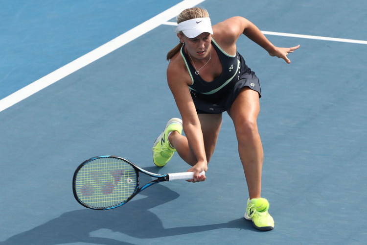 ZOE HIVES of Australia plays a shot during the Hobart International at Domain Tennis Centre in Hobart, Australia. ZOE HIVES of Australia plays a shot during the Hobart International at Domain Tennis Centre in Hobart, Australia.