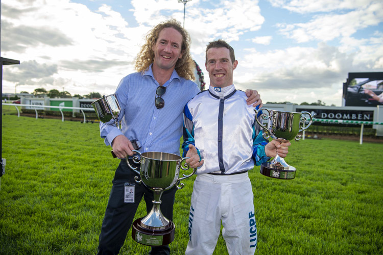 Trainer: CIARON MAHER and Jockey: JOHN ALLEN after, Kenedna winning the Hardy Bro Jeweller Doomben Cup