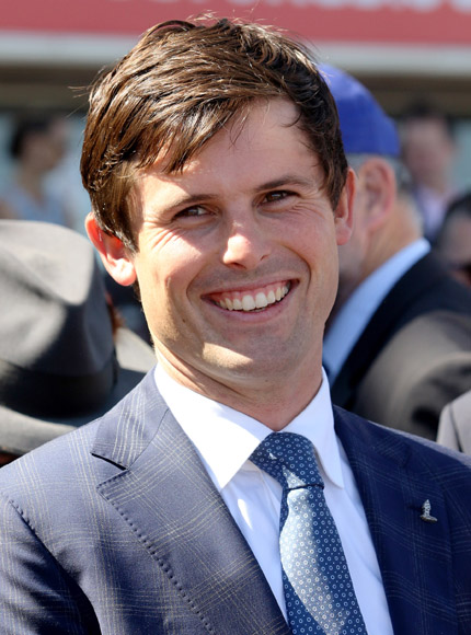 Trainer: JAMES CUMMINGS after, Alizee winning the Futurity Stakes