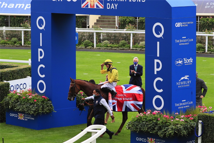 ADDEYBB parading after winning the Qipco Champion Stakes (Group 1)