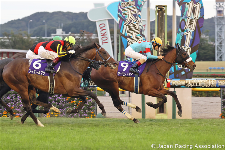 ALMOND EYE winning the Tenno Sho (Autumn) at Tokyo in Japan.