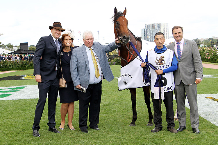 BIVOUAC with connections after, winning the Seppelt Wines Newmarket Hcp