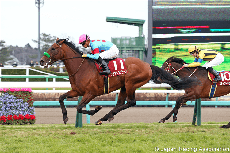 BLAST ONEPIECE winning the American Jockey Club Cup in Nakayama, Japan