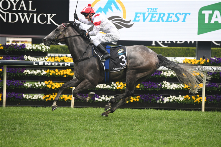 CLASSIQUE LEGEND winning the The Tab Everest at Royal Randwick in Australia.