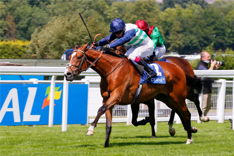 DASHING WILLOUGHBY winning the Coral Henry II Stakes at Sandown Park in Esher, England.