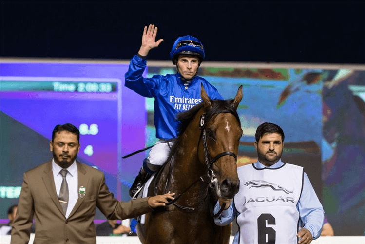 GHAIYYATH winning the Dubai Millennium Stakes Sponsored By Jaguar