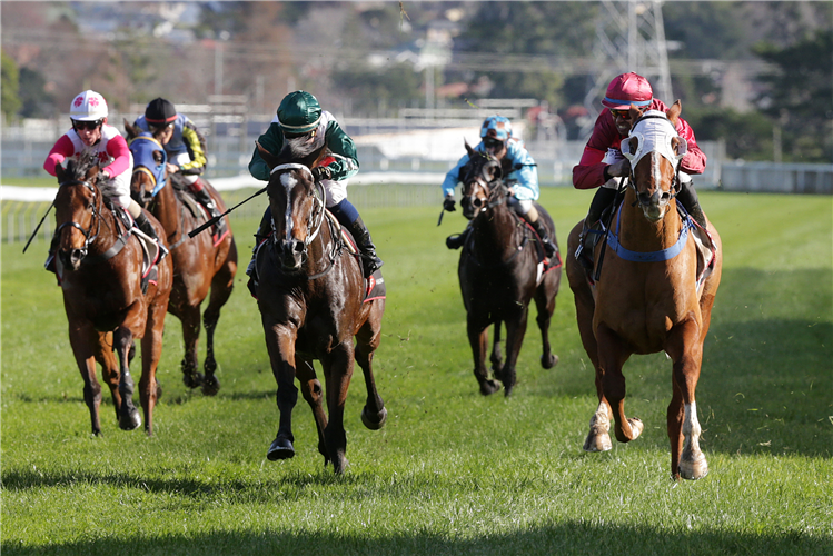 Major Tom (right, white hood) charges to victory at Avondale