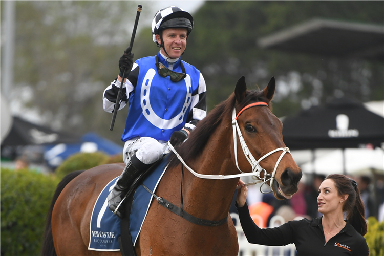 Jockey : KERRIN MCEVOY winning the Sharp Electronics N'castle Cup.