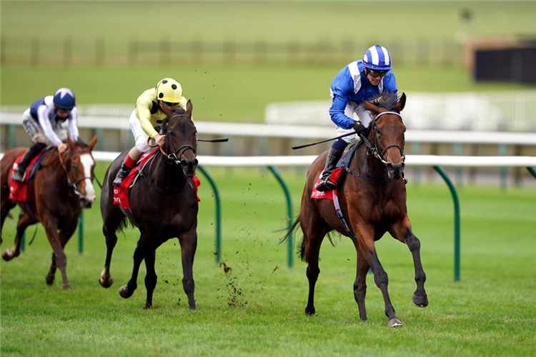 NAZEEF winning the Sun Chariot Stakes at Newmarket in England.