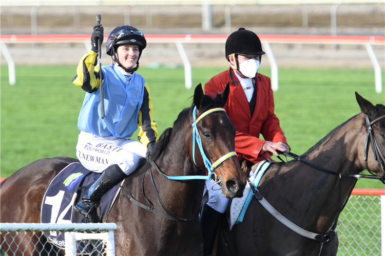 Apprentice Tegan Newman celebrated a winning double at Matamata on Saturday including victory on New York Jazz