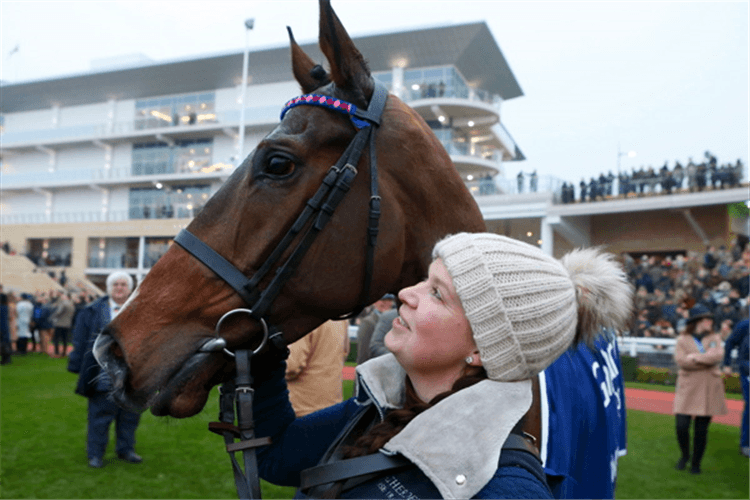 PAISLEY PARK with MISS E C LAVELLE after winning the galliardhomes.com Cleeve Hurdle (Grade 2)