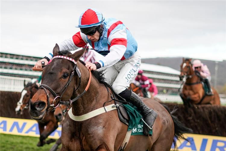 SIMPLY THE BETTS winning the Brown Advisory & Merriebelle Stable Plate Handicap Chase in Cheltenham, England.