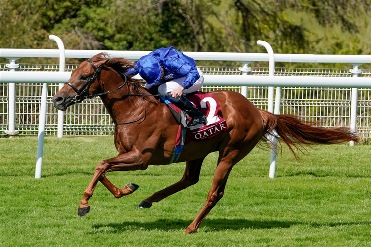 SPACE BLUES winning the Qatar Lennox Stakes at Goodwood in England.