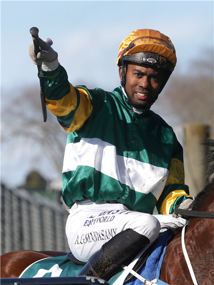Apprentice Ashvin Goindasamy was the first jockey to salute the judge in New Zealand in nearly three months.

