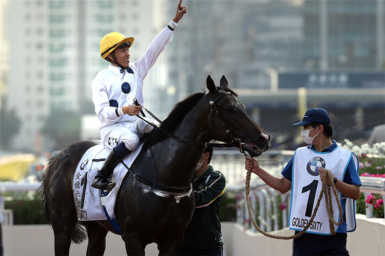 Vincent Ho celebrates Golden Sixty’s victory.