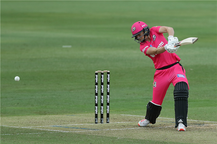 ELLYSE PERRY of the Sixers bats during the Women's Big Bash League WBBL match between the Sydney Sixers and the Adelaide Strikers at North Sydney Oval, in Sydney, Australia.