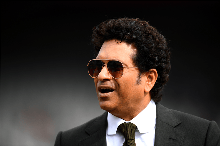 Former Indian cricketer SACHIN TENDULKAR is pictured during the Semi-Final match of the ICC Cricket World Cup between India and New Zealand at Old Trafford in Manchester, England.