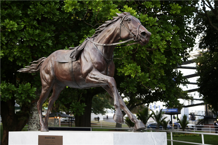 The Bonecrusher statue at Ellerslie Racecourse.