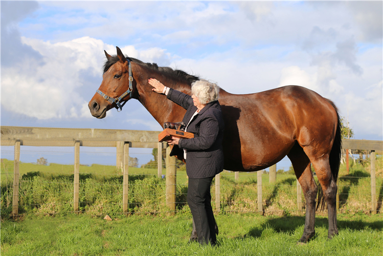 Meleka Belle pictured with owner-breeder Marie Leicester.