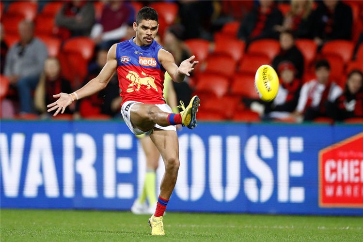 CHARLIE CAMERON of the Lions kicks during the round nine AFL match between the Essendon Bombers and the Brisbane Lions at Metricon Stadium in Gold Coast, Australia.